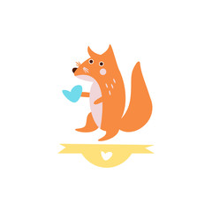 Cute Fox with a sign for text