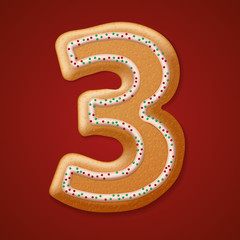 Naklejka premium Christmas cookies numbers. Vector illustration