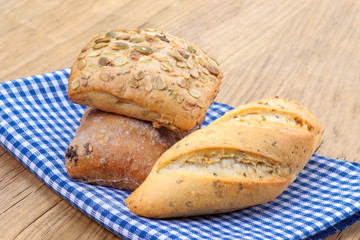 bread with spices on rustic napkin