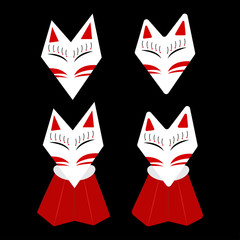 Fototapeta premium Inari Fox Kitsune White Face with Red Mark Vector Illustration