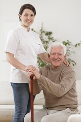 Young nurse and old man