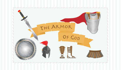 The Armor of God Christianity Message Protestant Warrior Vector Illustration