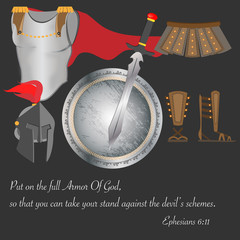 The Armor of God Christianity Warrior Faith Brave Pray Vector Illustration
