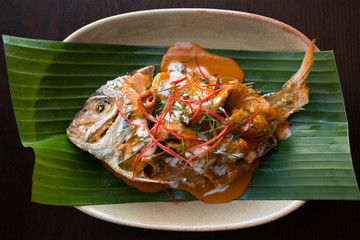 Choo chee fish. Thai food.