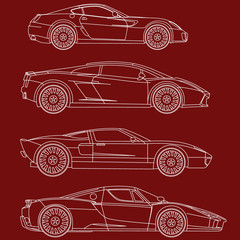 sport cars series set vector coloring