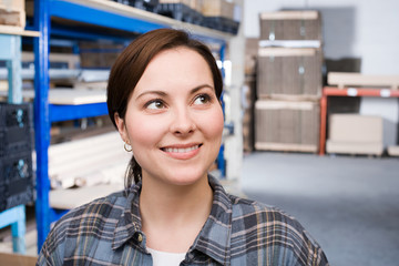 Woman in warehouse