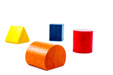 wooden toy blocks isolated on white background