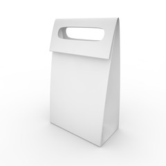White blank package with handle on white background