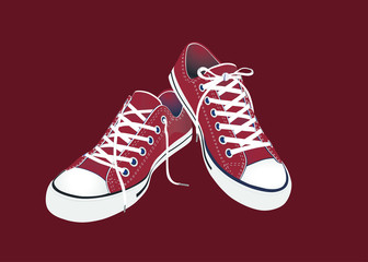 Sneaker Convers Rot Vektor - obrazy, fototapety, plakaty