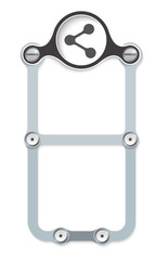 vector vertical frame with screws and share icon