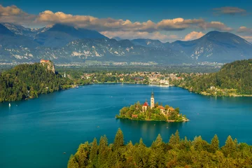  Stunning panorama,beautiful clouds and Bled lake,Slovenia,Europe © janoka82