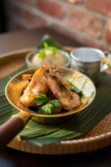 Thai foods. Prawn with grass noodle.