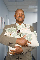 Businessman holding money