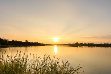Fantastic sunset over the lake
