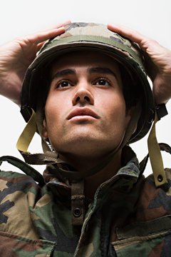 Portrait of young male soldier