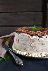Chocolate cake with cream 
