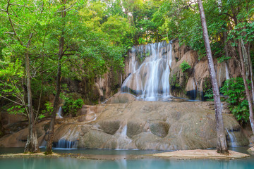 Saiyoknoi waterfall in green forest, Thailand
