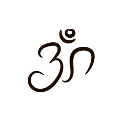 Om sign painted by hand. The sacred symbol in Buddhism and Hinduism.