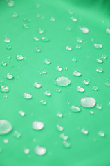 Waterproof coating textile, background with water drops.