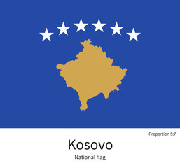 National flag of Kosovo with correct proportions, element, colors