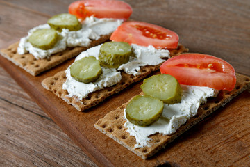 tartlets with cucumbers tomatoes and cheese
