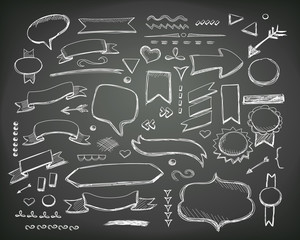 Hand drawn sketch elements. chalkboard illustration. - obrazy, fototapety, plakaty
