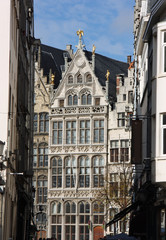 Anvers, belles façades de maisons flamandes, Belgique