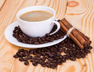 coffee cup and coffee beans