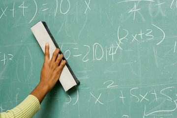 Person removing formulas from the blackboard © xixinxing