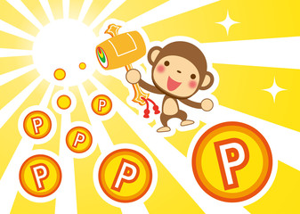 Obraz premium 増えるポイント おサルさん