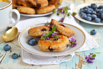 cottage cheese pancakes with blueberries
