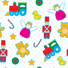 Fototapeta premium Children and baby toys seamless pattern vector