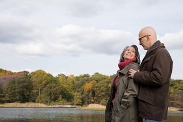 Mature couple near a lake