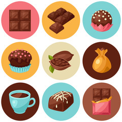 Fototapeta na wymiar Chocolate set of various tasty sweets and candies