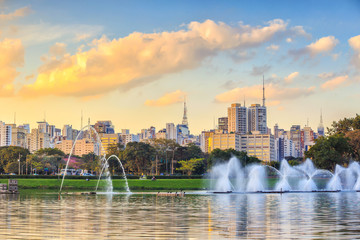 Sao Paulo skyline from Parque Ibirapuera park