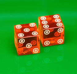 Casino Dice on Green Background