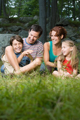 Fototapeta premium Happy family in forest
