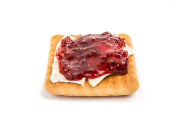 Biscuits with butter and jam