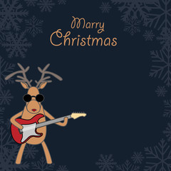 Christmas card with a deer-guitarist