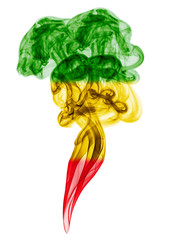 Smoke pillar colored in flag of reggae - 97064323