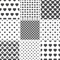 Set of monochrome geometric seamless universal patterns, tiling.