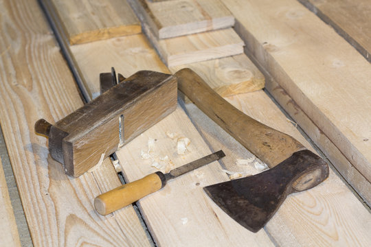 Carpenter Tools Axe Plane and Chisel 