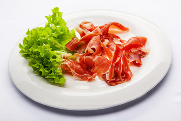 Cold appetizer, ham, meat, bacon, prot, beer, delicious food, lettuce