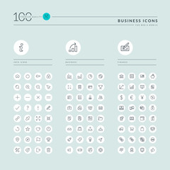 Thin line web icons collection for info, business and finance, online shopping, office. Icons for web and app design.