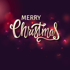 Merry Christmas card with lettering. Vector illustration.