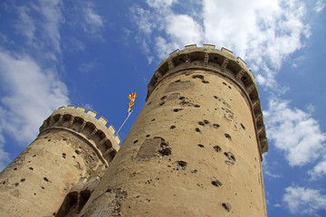 VALENCIA, SPAIN - AUGUST 26, 2012: Torres de Quart, a part of old Christian city wall