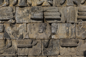 Detail from Borobudur temple at Central Java in Indonesia