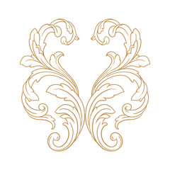 Premium Gold vintage baroque frame scroll ornament engraving border floral retro pattern antique style acanthus foliage swirl decorative design element filigree calligraphy