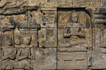 Detail from Borobudur temple at Central Java in Indonesia