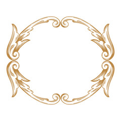 Premium Gold vintage baroque frame scroll ornament engraving border floral retro pattern antique style acanthus foliage swirl decorative design element filigree calligraphy